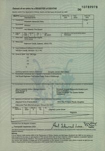 Her Majesty's Death Certificate